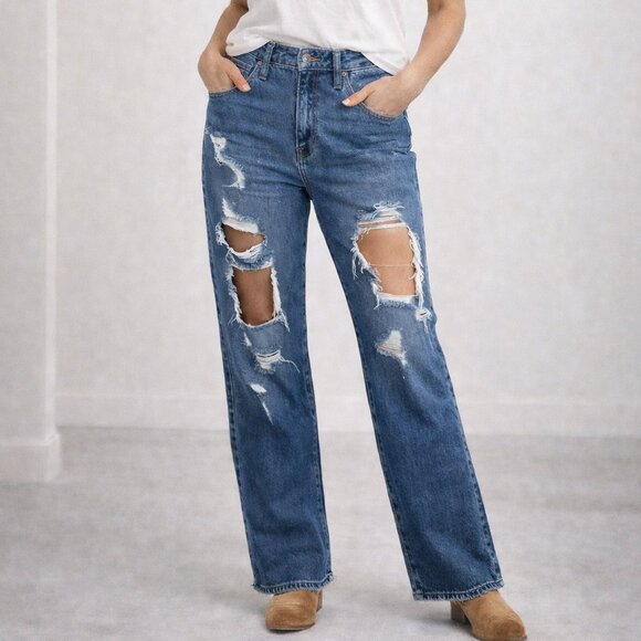 Hollister Denim - HOLLISTER ultra high rise dad jean size 26 short (3) distressed